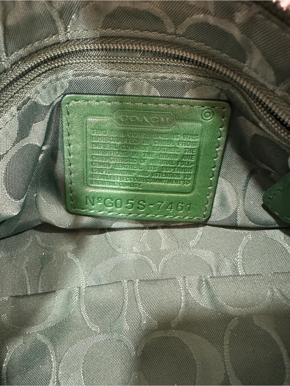 Vintage Coach Bottle Green Leather Demi Baguette Silver Hardware G055‑7461 - Picture 11 of 16